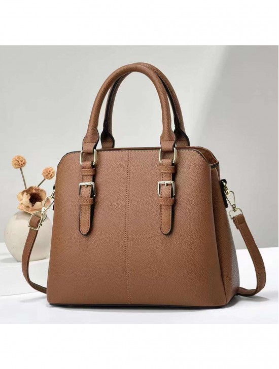 Faux Leather Satchel Bag 